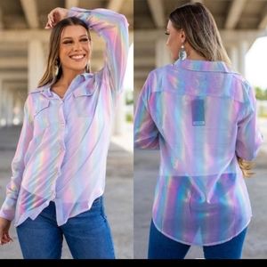 Unique irredescet western style shirt